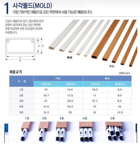 전선몰딩 pvc 사각